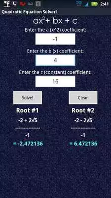 Play Quadratic Solver Exact Answer