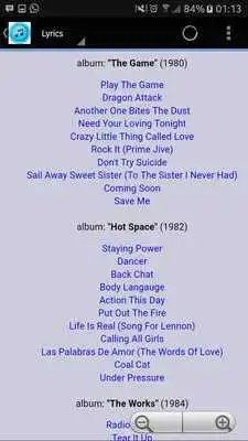 Play Queen Songs  Lyrics
