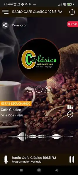 Play Radio Café Clásico  and enjoy Radio Café Clásico with UptoPlay
