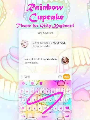 Play Rainbow Cupcake Keyboard Theme for Girls  and enjoy Rainbow Cupcake Keyboard Theme for Girls with UptoPlay
