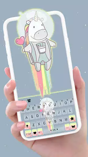 Play Rainbow Jet Unicorn Keyboard Background as an online game Rainbow Jet Unicorn Keyboard Background with UptoPlay