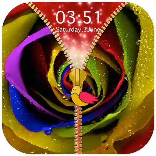 Play Rainbow Rose Zipper Lock Screen APK