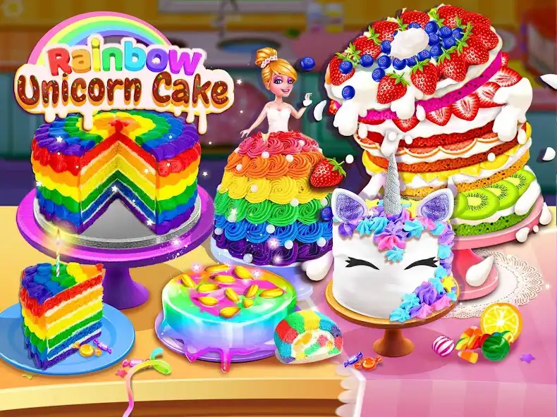 Play Rainbow Unicorn Cake Maker: Free Cooking Games  and enjoy Rainbow Unicorn Cake Maker: Free Cooking Games with UptoPlay