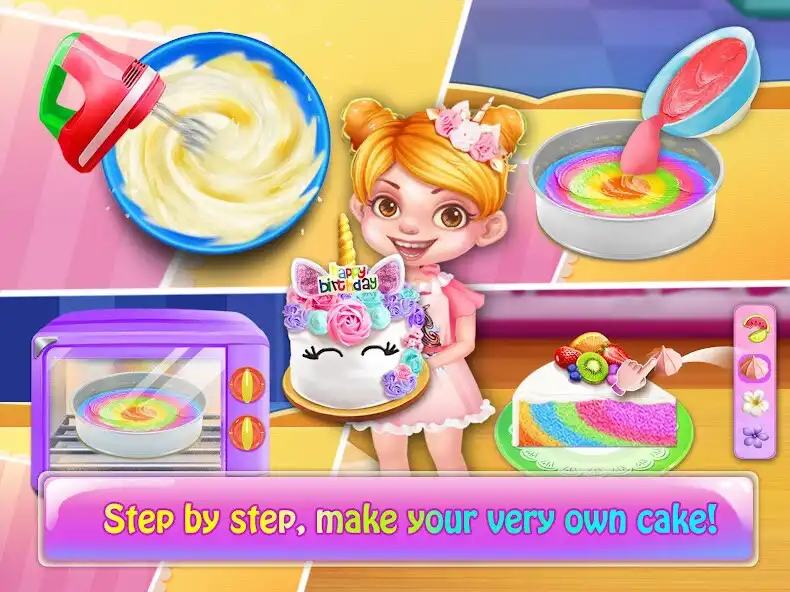 Play Rainbow Unicorn Cake Maker: Free Cooking Games as an online game Rainbow Unicorn Cake Maker: Free Cooking Games with UptoPlay
