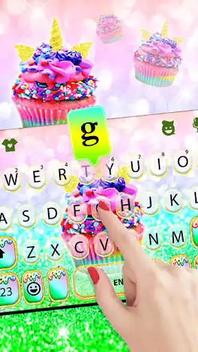 Play Rainbow Unicorn Cupcake Keyboard Theme as an online game Rainbow Unicorn Cupcake Keyboard Theme with UptoPlay