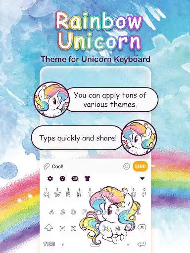 Play Rainbow Unicorn Emoji Keyboard Theme  and enjoy Rainbow Unicorn Emoji Keyboard Theme with UptoPlay