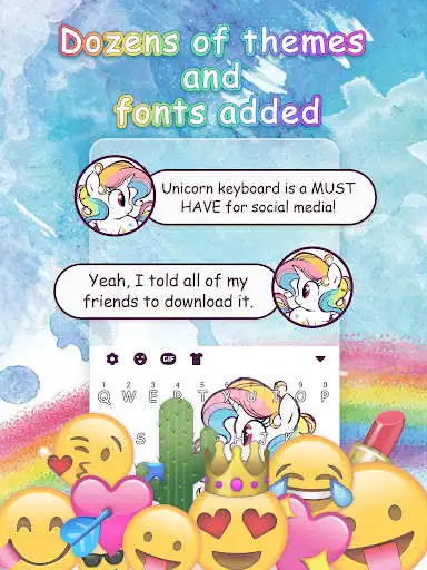 Play Rainbow Unicorn Emoji Keyboard Theme as an online game Rainbow Unicorn Emoji Keyboard Theme with UptoPlay