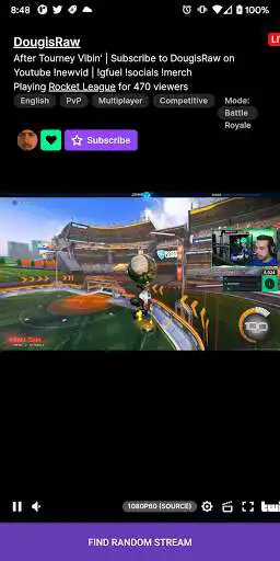 Play Random Stream for Twitch as an online game Random Stream for Twitch with UptoPlay