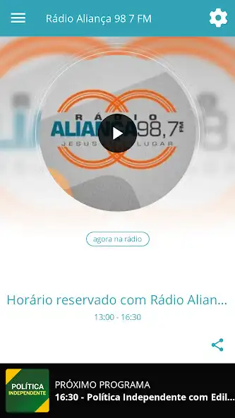 Play Rádio Aliança 98,7 FM  and enjoy Rádio Aliança 98,7 FM with UptoPlay