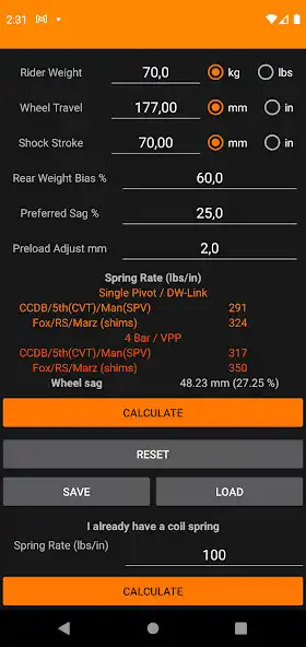 Play Rear Shock Coil Calculator as an online game Rear Shock Coil Calculator with UptoPlay