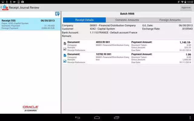 Play Receipt Batch Appr - JDE E1