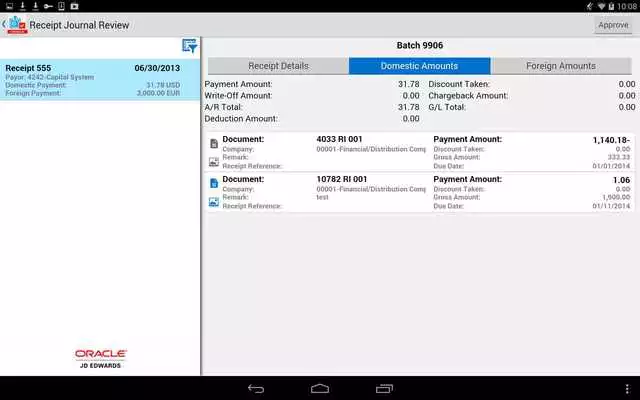 Play Receipt Batch Appr - JDE E1