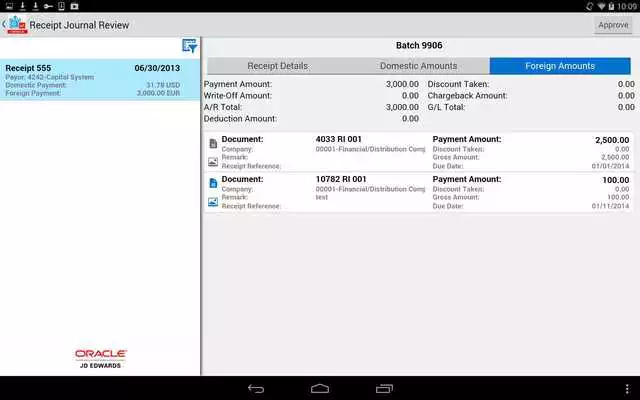 Play Receipt Batch Appr - JDE E1