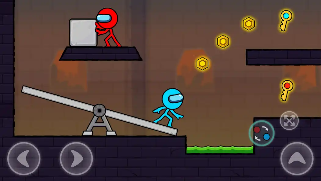 Spill Red and Blue Stickman 2 som et online spill Red and Blue Stickman 2 med UptoPlay