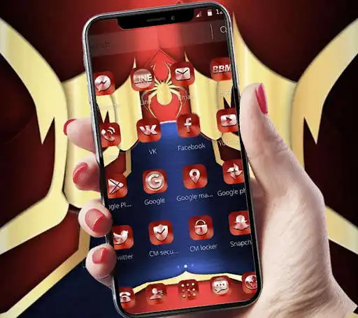 Play APK Red Metallic Spider Theme  and enjoy Red Metallic Spider Theme with UptoPlay com.launcher.theme.t211810403