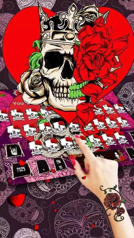 Play Red rose skull Keyboard theme