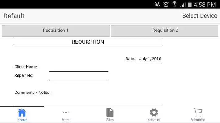 Play Requisition Form