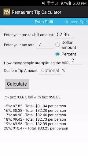 Play Restaurant TIP Calculator  and enjoy Restaurant TIP Calculator with UptoPlay