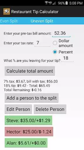 Play Restaurant TIP Calculator as an online game Restaurant TIP Calculator with UptoPlay