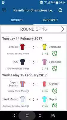 Play Results for Champions League