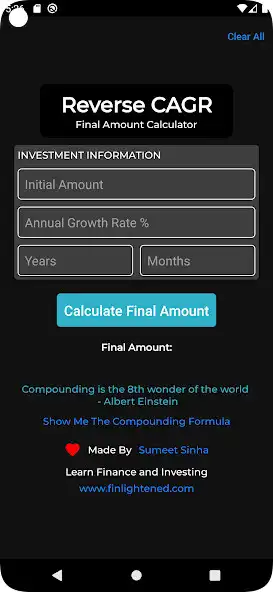 Play Reverse CAGR Calculator  and enjoy Reverse CAGR Calculator with UptoPlay