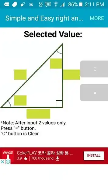 Play Right Angled Tri calculator as an online game Right Angled Tri calculator with UptoPlay