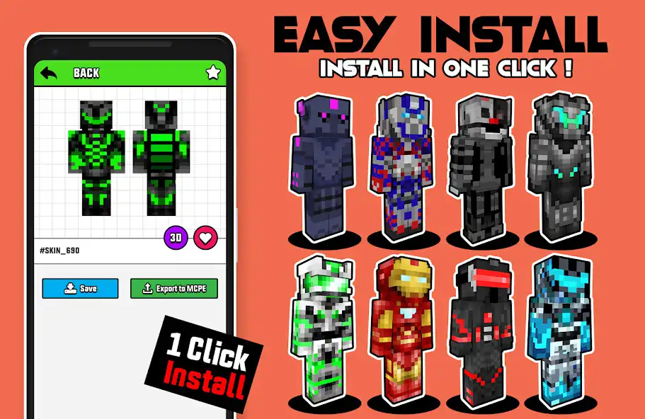 Play Robot Skins for Minecraft as an online game Robot Skins for Minecraft with UptoPlay