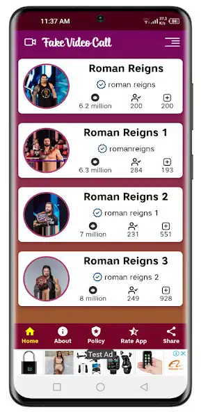 Play Roman Reigns fake video call  and enjoy Roman Reigns fake video call with UptoPlay