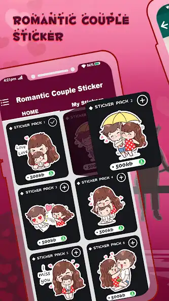 Play Romantic Couple WA Stickers  and enjoy Romantic Couple WA Stickers with UptoPlay
