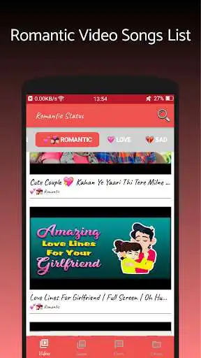 Play APK Romantic Video Status for Whatsapp  and enjoy Romantic Video Status for Whatsapp with UptoPlay com.romanticvideostatus.romanticvideosong