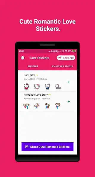 Play Romantic WAStickers : Cute WAS  and enjoy Romantic WAStickers : Cute WAS with UptoPlay