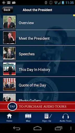 Play Ronald Reagan: Official App as an online game Ronald Reagan: Official App with UptoPlay