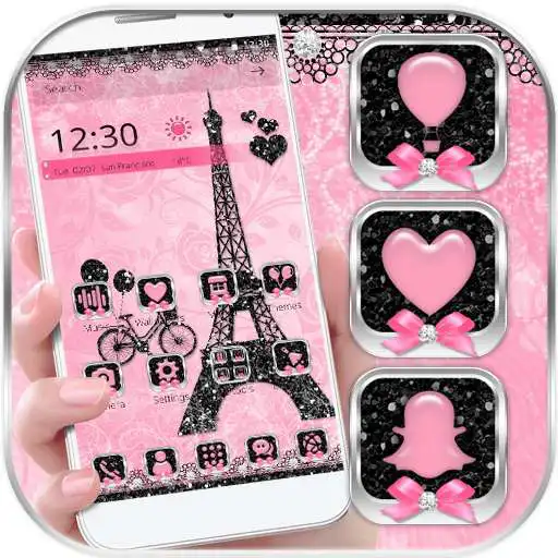 Free play online Rose Pink Paris Eiffel Tower Launcher Theme APK