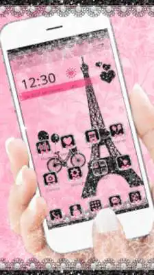 Play Rose Pink Paris Eiffel Tower Launcher Theme