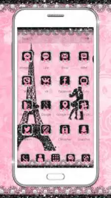Play Rose Pink Paris Eiffel Tower Launcher Theme