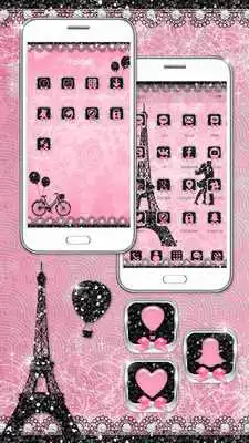 Play Rose Pink Paris Eiffel Tower Launcher Theme