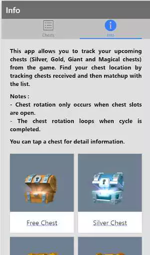 Play APK Royale Chest Tracker  and enjoy Royale Chest Tracker with UptoPlay com.reza.chesttracker