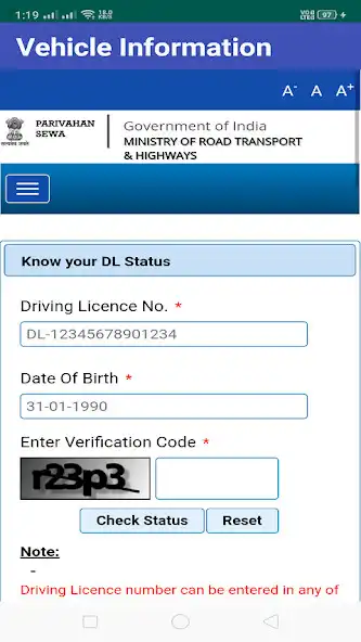 Play RTO Vehicle  DL Details as an online game RTO Vehicle  DL Details with UptoPlay