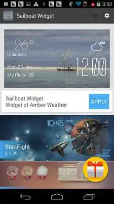 Play sailboat1 weather widget/clock
