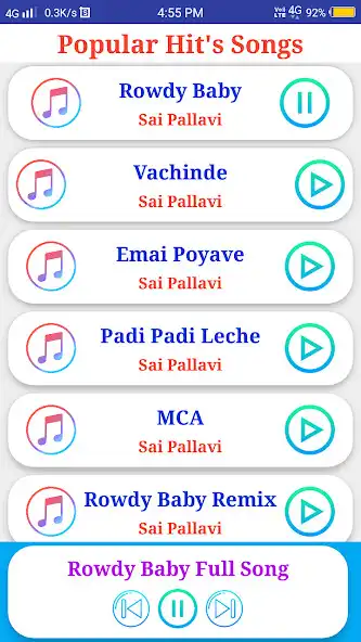 Play Sai Pallavi All Songs  and enjoy Sai Pallavi All Songs with UptoPlay