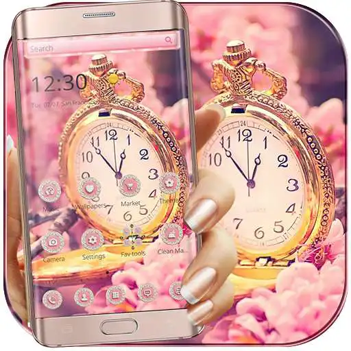 Free play online Sakura Rose Gold Watch Theme APK