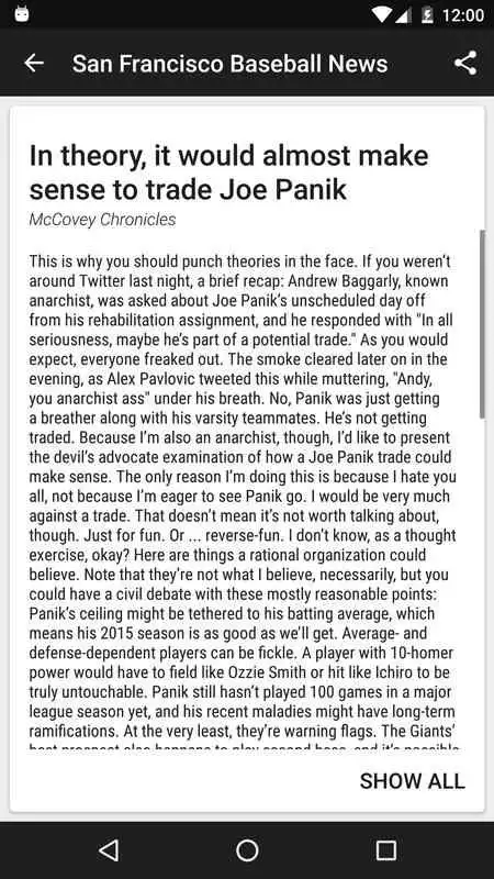 Play San Francisco Baseball News