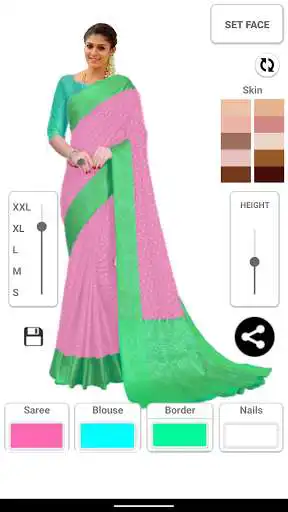 Play Saree Colour Changer - Blouse,Border and Nails as an online game Saree Colour Changer - Blouse,Border and Nails with UptoPlay