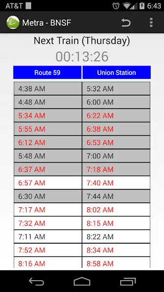 Play Schedule for Metra - BNSF