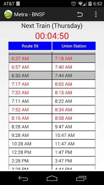 Play Schedule for Metra - BNSF