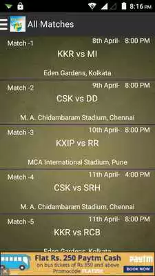 Play Schedule IPL 2015
