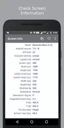 Play Screen Size / Info / Dpi