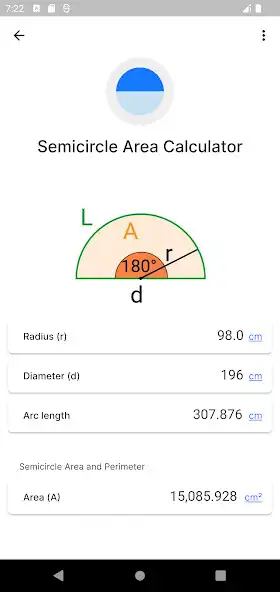 Play Semicircle Area Calculator as an online game Semicircle Area Calculator with UptoPlay