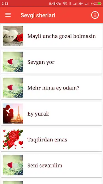 Play Sevgi haqida sherlar  and enjoy Sevgi haqida sherlar with UptoPlay