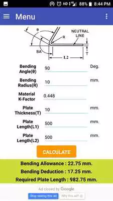 Play Sheet Bending Calculator